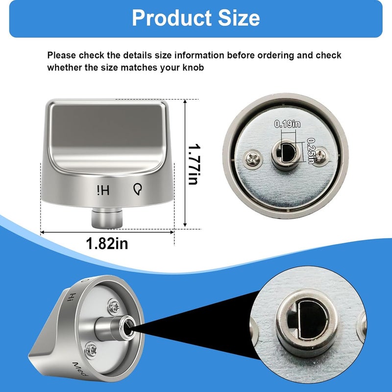 Gesleben W11239985 Stove Knob Compatible with Whirlpool Gas Range Oven Control Knobs WFG525S0HZ1, WFG550S0HZ0, WFG525S0HZ0, WFG525S0JV0, Replacement W10850015 W11032553 4845290 AP6333411-5 Pack - Image 3